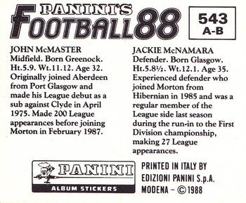 1987-88 Panini Football 88 (UK) #543 Jackie McNamara / John McMaster Back