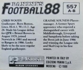 1987-88 Panini Football 88 (UK) #557 Graeme Souness / Chris Woods Back