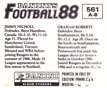 1987-88 Panini Football 88 (UK) #561 Graham Roberts / Jimmy Nicholl Back