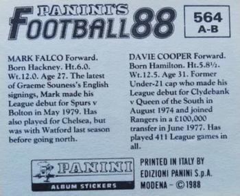 1987-88 Panini Football 88 (UK) #564 Davie Cooper / Mark Falco Back