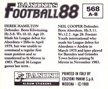 1987-88 Panini Football 88 (UK) #568 Neil Cooper / Derek Hamilton Back