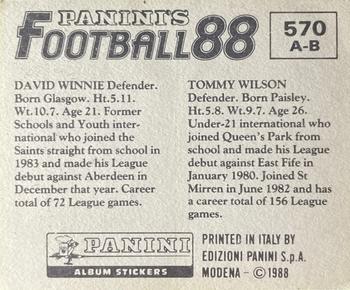 1987-88 Panini Football 88 (UK) #570 Tommy Wilson / David Winnie Back