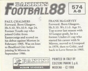 1987-88 Panini Football 88 (UK) #574 Frank McGarvey / Paul Chalmers Back