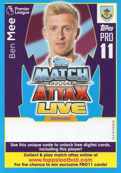 2017-18 Topps Match Attax Premier League Extra - Match Attax Live Pro 11 #PLX18-INUK05 Ben Mee Front
