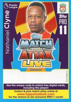 2017-18 Topps Match Attax Premier League Extra - Match Attax Live Pro 11 #PLX18-INUK14 Nathaniel Clyne Front