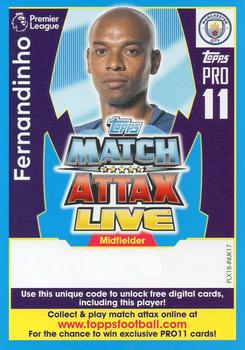 2017-18 Topps Match Attax Premier League Extra - Match Attax Live Pro 11 #PLX18-INUK17 Fernandinho Front