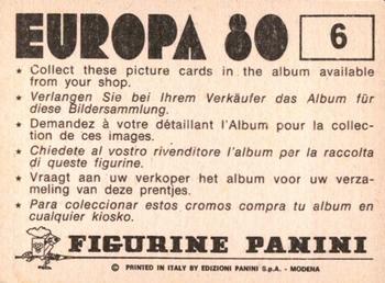 1980 Panini UEFA Europa Stickers #6 Europe Map part 6 Back