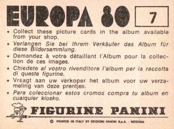 1980 Panini UEFA Europa Stickers #7 Europe Map part 7 Back