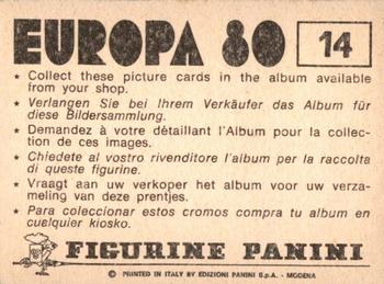1980 Panini UEFA Europa Stickers #14 Italia 1968 Back
