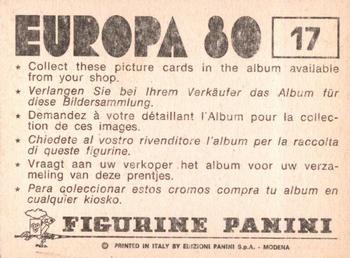 1980 Panini UEFA Europa Stickers #17 West Germany 1972 Back