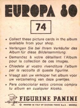 1980 Panini UEFA Europa Stickers #74 Johnny Metgod Back