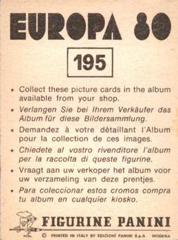 1980 Panini UEFA Europa Stickers #195 Reinhard Häfner Back