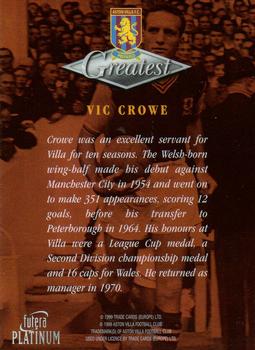 1999 Futera Platinum Aston Villa Greatest #NNO Vic Crowe Back