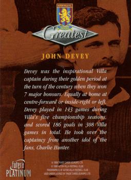 1999 Futera Platinum Aston Villa Greatest #NNO John Devey Back