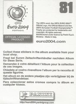 2004 Panini UEFA Euro 2004 Stickers #81 Joaquin Sanchez Back