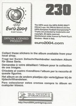 2004 Panini UEFA Euro 2004 Stickers #230 Cristiano Zanetti Back