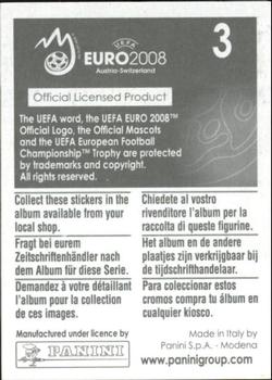2008 Panini UEFA Euro 2008 Stickers #3 Trophy Back