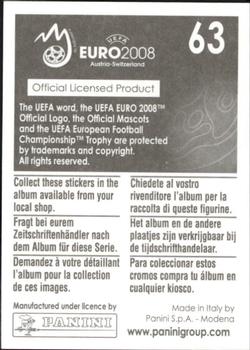 2008 Panini UEFA Euro 2008 Stickers #63 Gokhan Inler Back