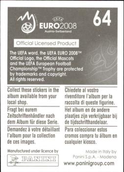 2008 Panini UEFA Euro 2008 Stickers #64 Hakan Yakin Back
