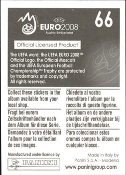 2008 Panini UEFA Euro 2008 Stickers #66 Xavier Margairaz Back