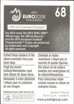 2008 Panini UEFA Euro 2008 Stickers #68 Johan Vonlanthen Back