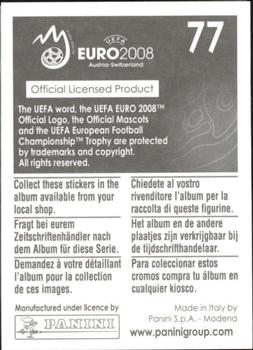 2008 Panini UEFA Euro 2008 Stickers #77 Team Emblem Back