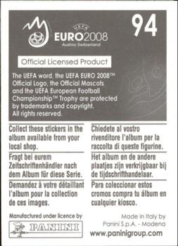 2008 Panini UEFA Euro 2008 Stickers #94 Jiri Stajner Back