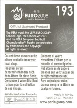 2008 Panini UEFA Euro 2008 Stickers #193 Niko Kranjcar Back