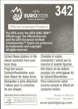 2008 Panini UEFA Euro 2008 Stickers #342 Patrice Evra Back