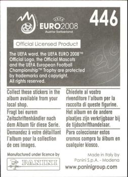 2008 Panini UEFA Euro 2008 Stickers #446 Vasili Berezutski Back