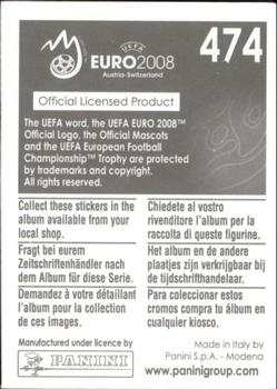2008 Panini UEFA Euro 2008 Stickers #474 Dario Simic Back
