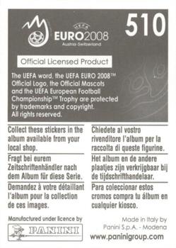 2008 Panini UEFA Euro 2008 Stickers #510 Aleksandr Kerzhakov Back