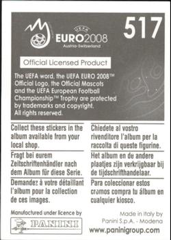 2008 Panini UEFA Euro 2008 Stickers #517 Nihat Kahveci Back