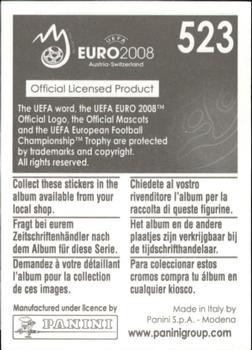 2008 Panini UEFA Euro 2008 Stickers #523 Mladen Petric Back