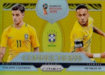 2018 Panini Prizm FIFA World Cup - Connections Prizms Gold #C-3 Neymar Jr / Philippe Coutinho Front