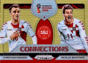 2018 Panini Prizm FIFA World Cup - Connections Prizms Gold #C-6 Christian Eriksen / Nicklas Bendtner Front