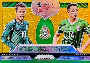 2018 Panini Prizm FIFA World Cup - Connections Prizms Gold #C-12 Giovani Dos Santos / Javier Hernandez Front
