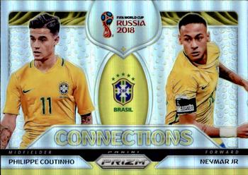 2018 Panini Prizm FIFA World Cup - Connections Prizms Silver #C-3 Neymar Jr / Philippe Coutinho Front
