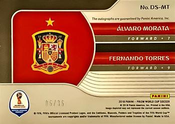 2018 Panini Prizm FIFA World Cup - Dual Signatures #DS-MT Alvaro Morata / Fernando Torres Back
