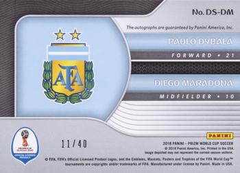 2018 Panini Prizm FIFA World Cup - Dual Signatures #DS-DM Paulo Dybala / Diego Maradona Back