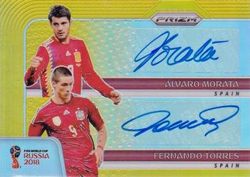 2018 Panini Prizm FIFA World Cup - Dual Signatures Prizms Gold #DS-MT Alvaro Morata / Fernando Torres Front