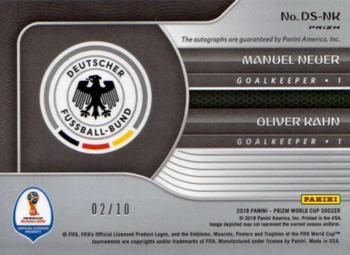 2018 Panini Prizm FIFA World Cup - Dual Signatures Prizms Gold #DS-NK Manuel Neuer / Oliver Kahn Back