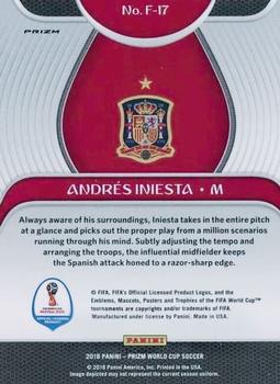 2018 Panini Prizm FIFA World Cup - Fundamentals Prizms Silver #F-17 Andres Iniesta Back