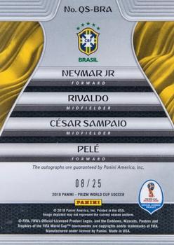 2018 Panini Prizm FIFA World Cup - Quad Signatures #QS-BRA Pele / Rivaldo / Cesar Sampaio / Neymar Jr Back