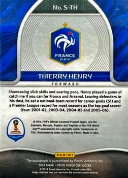 2018 Panini Prizm FIFA World Cup - Signatures #S-TH Thierry Henry Back