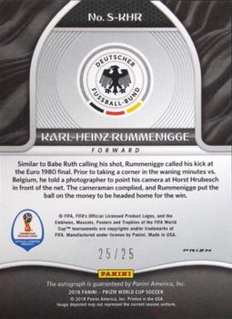 2018 Panini Prizm FIFA World Cup - Signatures Prizms Silver #S-KHR Karl-Heinz Rummenigge Back