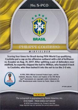 2018 Panini Prizm FIFA World Cup - Signatures Prizms Blue Shimmer #S-PCO Philippe Coutinho Back