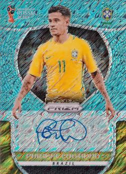 2018 Panini Prizm FIFA World Cup - Signatures Prizms Blue Shimmer #S-PCO Philippe Coutinho Front