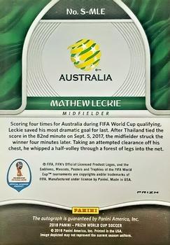 2018 Panini Prizm FIFA World Cup - Signatures Prizms Blue Shimmer #S-MLE Mathew Leckie Back