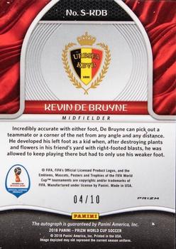 2018 Panini Prizm FIFA World Cup - Signatures Prizms Gold #S-KDB Kevin De Bruyne Back
